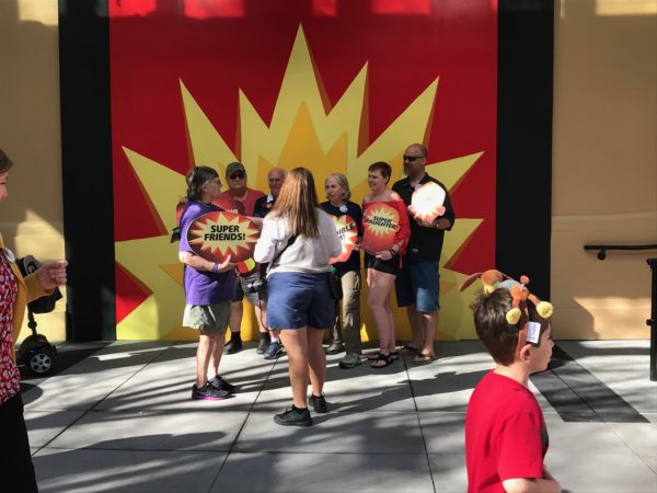 The former entrance to Toy Story Mania is closed off, but it now makes a fun photo background.