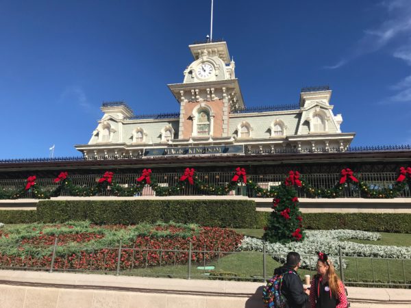 The decorations can be seen even before entering the park!