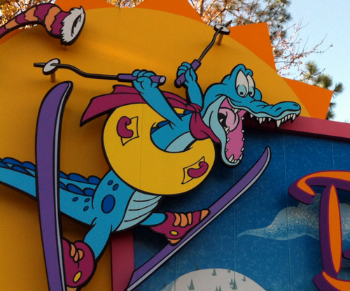 The Ice Gator is a kind of mascot for Blizzard Beach.