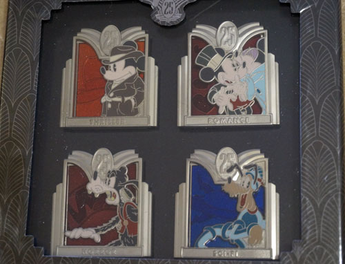 The "Genre" set includes four pins with classic Disney Characters.