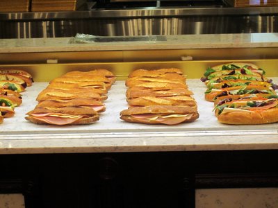 A variety of hot and cold sandwiches.