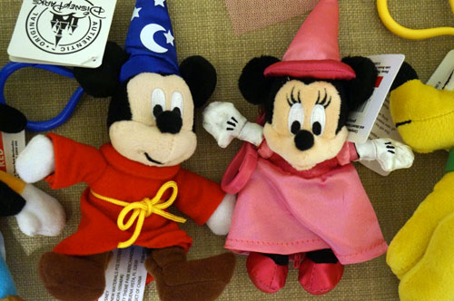 Close up of the Mickey and Minnie danglers.