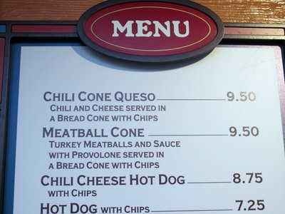 You will find two cones on the menu - Chili and Meatball.