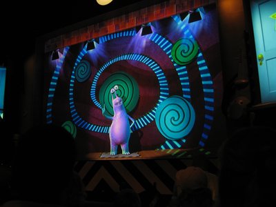 Animated characters come to life in real-time on giant screens and interact with the audience.