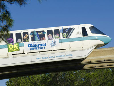 Monorail wrap to promote the upcoming Monsters University movie. Photo credits (C) Disney Enterprises, Inc. All Rights Reserved