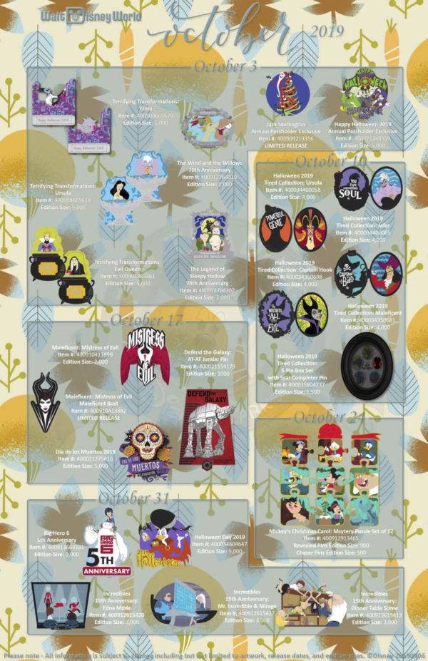 October 2019 monthly pin releases!