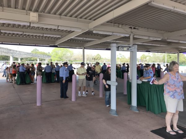 When I visited, there were plenty of tables spread out and there were low waits to get through. Not all guests were sent through the metal detectors.