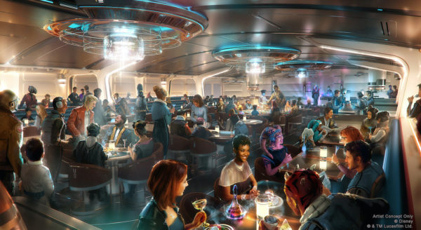 Crown of Corellia Dining Room in Star Wars: Galactic Starcruiser. Photo credits (C) Disney Enterprises, Inc. All Rights Reserved 