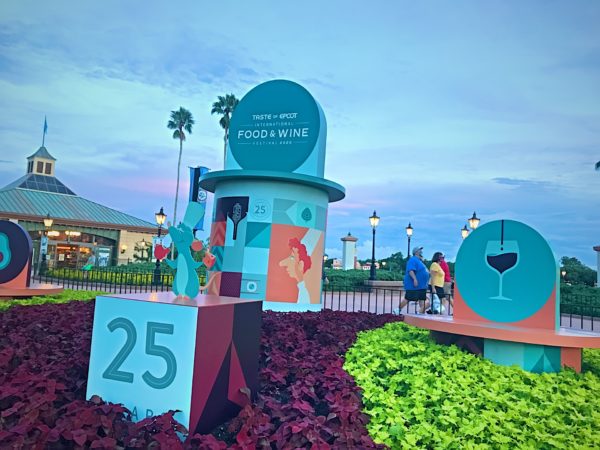 The entrance to World Showcase sports this fun display.