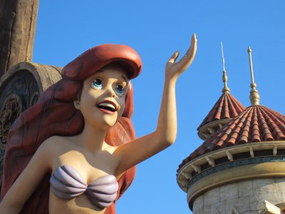 Ariel is a ship's figurehead in front of the castle.
